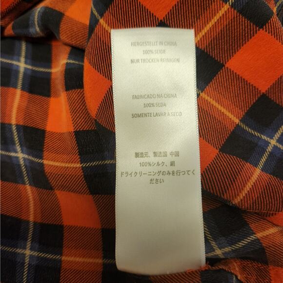 Equipment Red Black Plaid Silk Button Down Blouse Size M - Picture 10 of 12